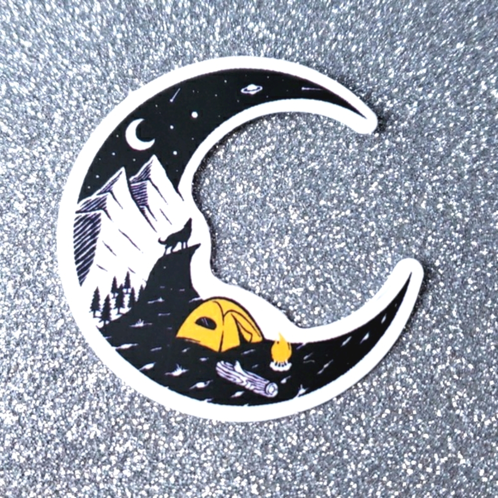 10/$10 NATURE HOWLING WOLF MOON waterproof Sticker